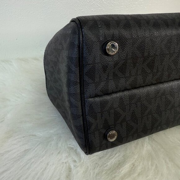 Michael Kors Grayson Signature MK Black Satchel Duffle Saffiano Leather Handbag - Picture 15 of 16